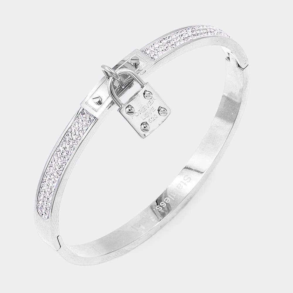 Forever Love Pavé Lock Bangle Bracelet