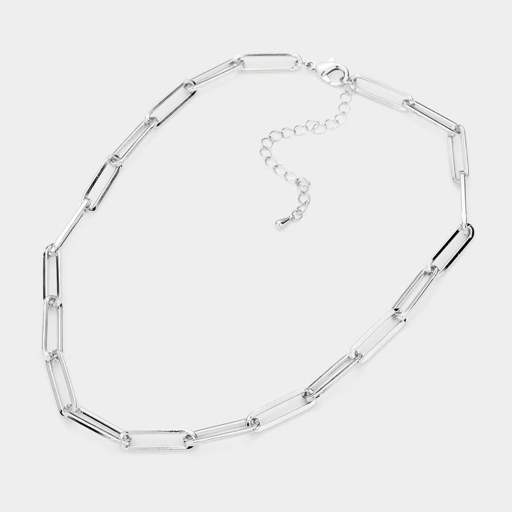 Open Oval Link Necklace | Gold or Matte Silver