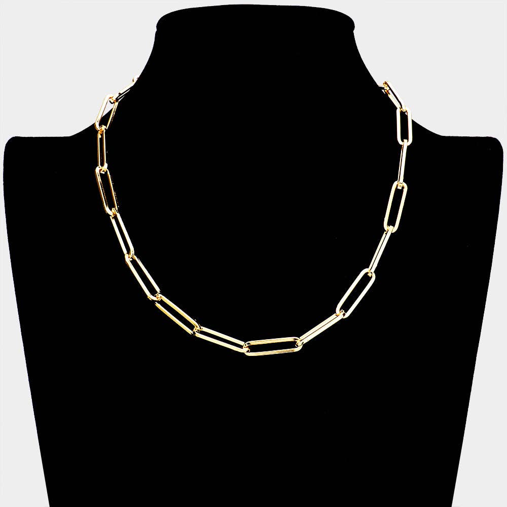 Open Oval Link Necklace | Gold or Matte Silver
