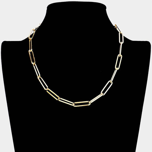 Open Oval Link Necklace | Gold or Matte Silver