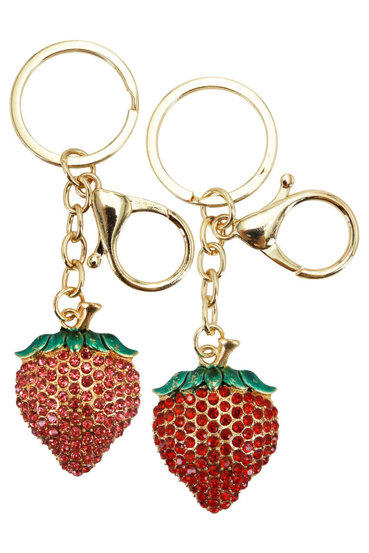Bling Rhinestone Strawberry Key Chain