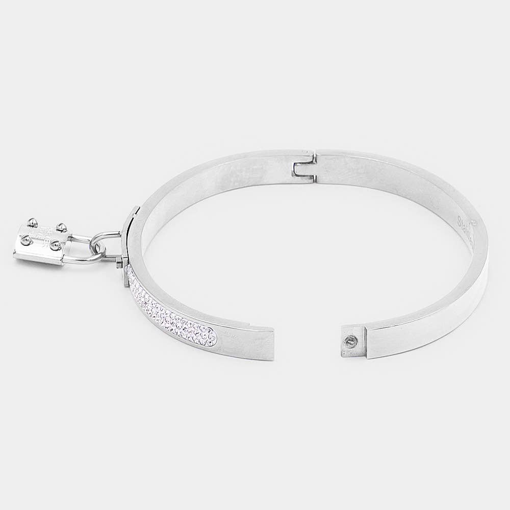 Forever Love Pavé Lock Bangle Bracelet