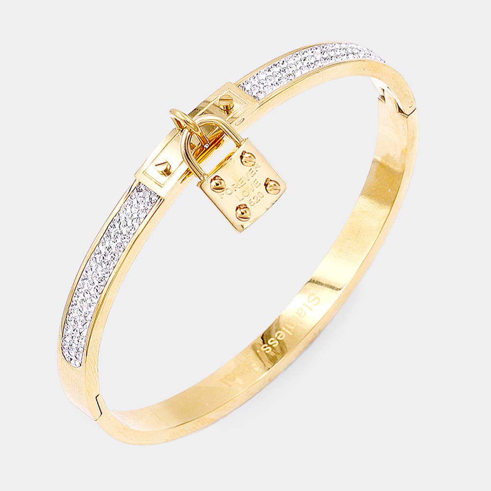 Forever Love Pavé Lock Bangle Bracelet