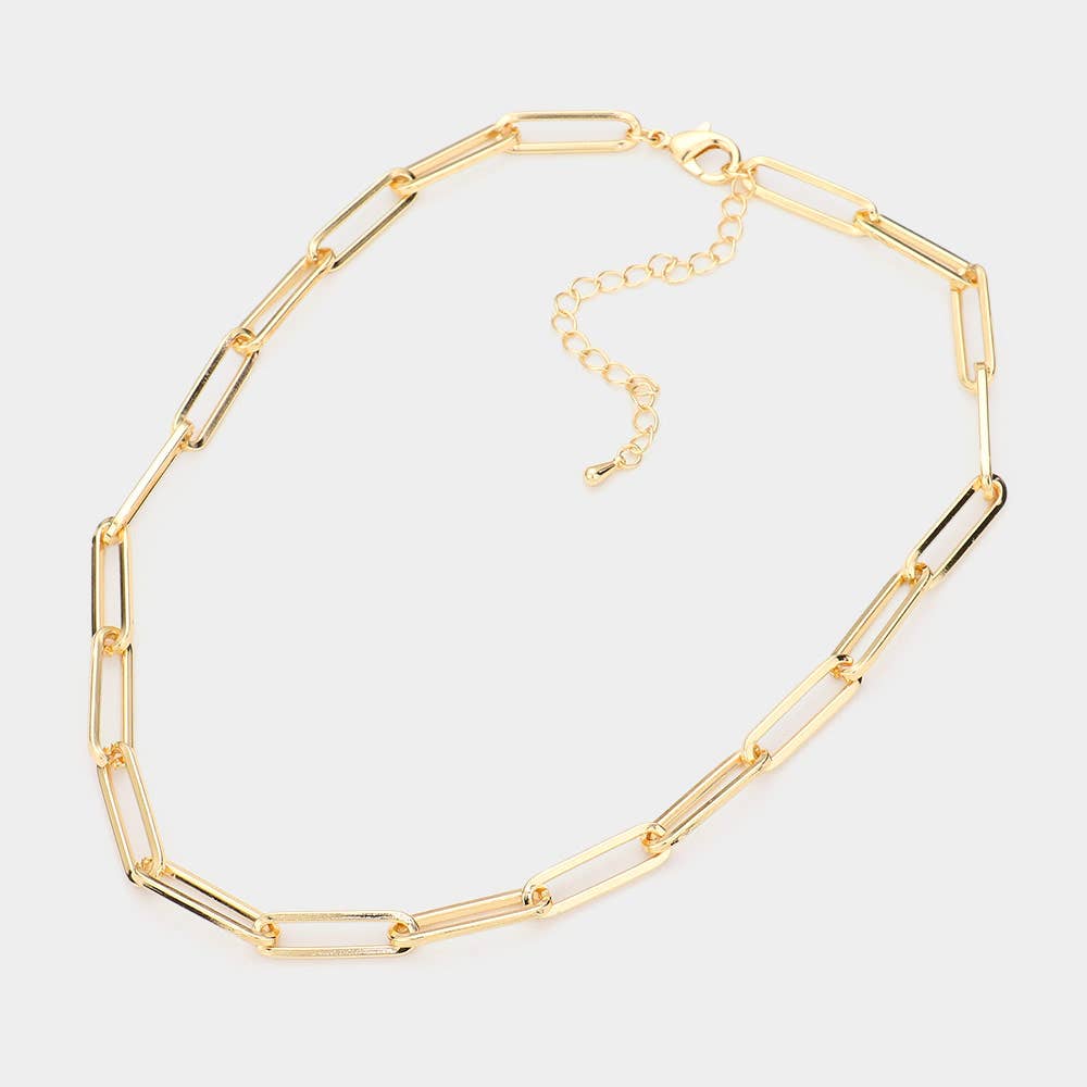 Open Oval Link Necklace | Gold or Matte Silver