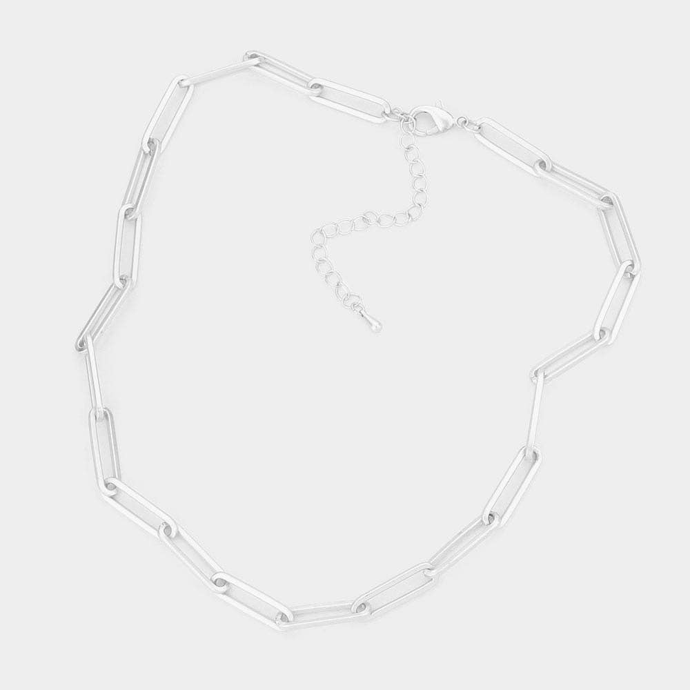 Open Oval Link Necklace | Gold or Matte Silver