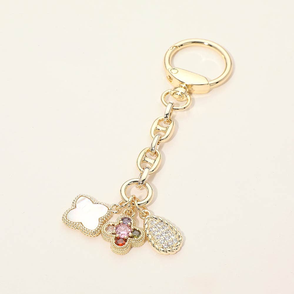 Mother of Pearl Floral Bag Charm & Keychain