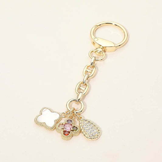 Mother of Pearl Floral Bag Charm & Keychain